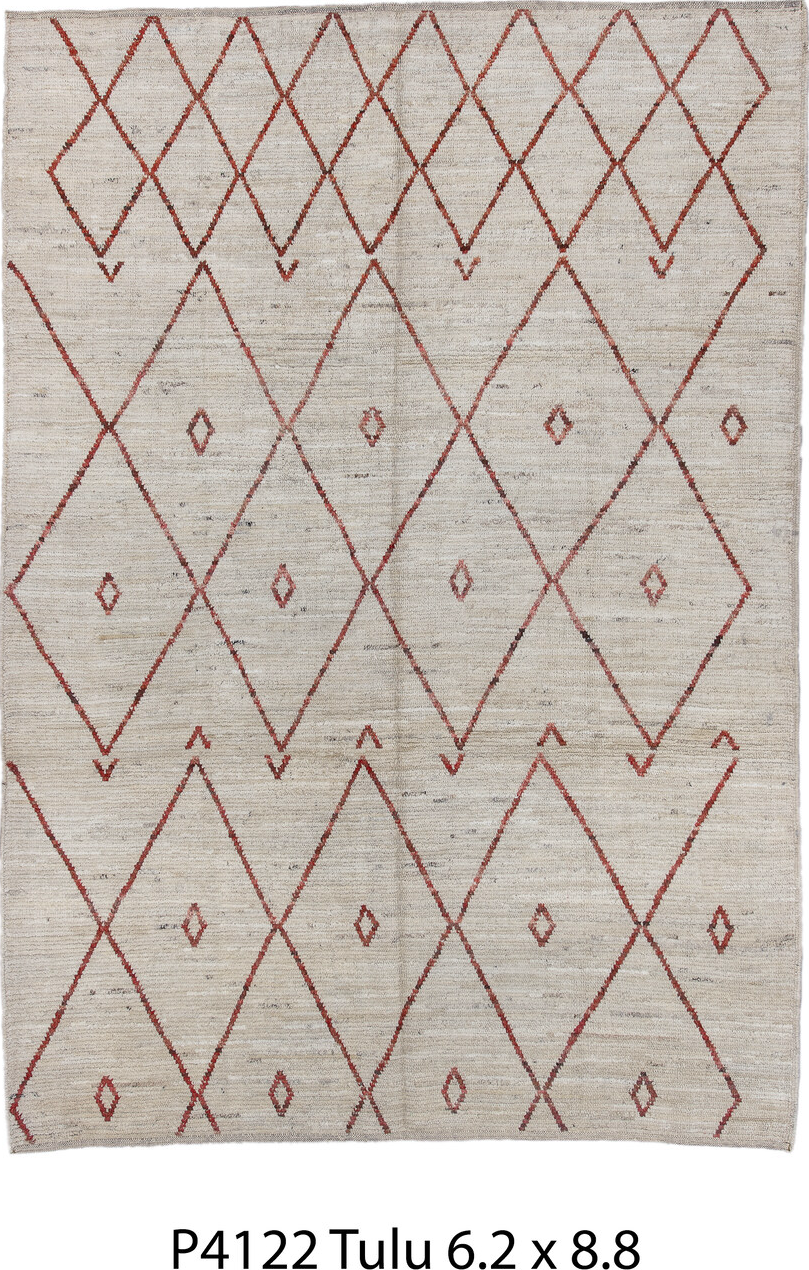 6' x 8' one-of-a-kind handmade vintage Tulu medium size rug. Color palette: brown, gainsboro, gray, light gray, off-white