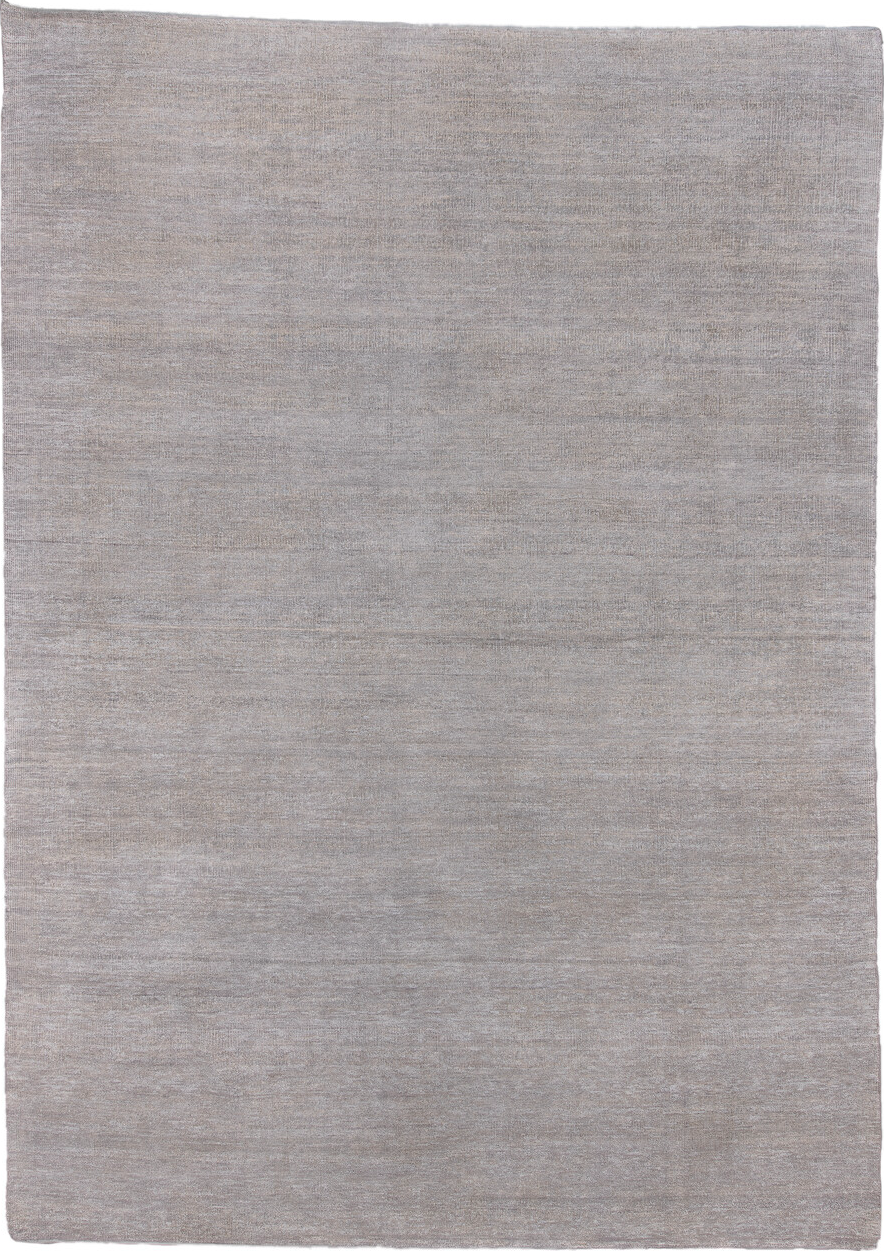 9' x 13' one-of-a-kind handmade vintage Sari Silk large size rug. Color palette: dark gray, dim gray, gray, light gray