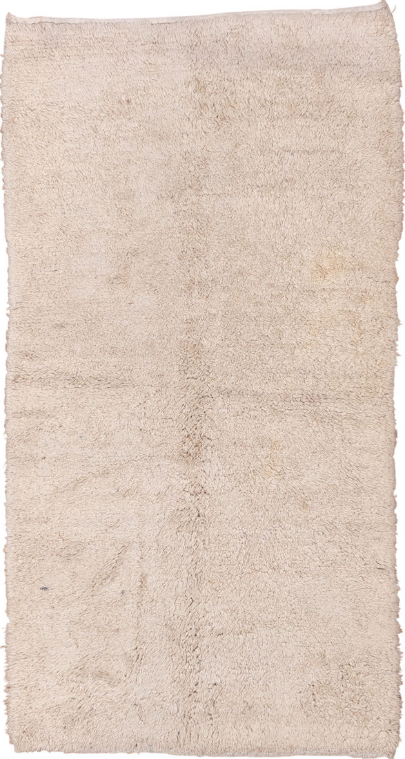 4' x 7' one-of-a-kind handmade vintage Tulu rug. Color palette: brown, gray, light gray, off-white, pink, snow, white