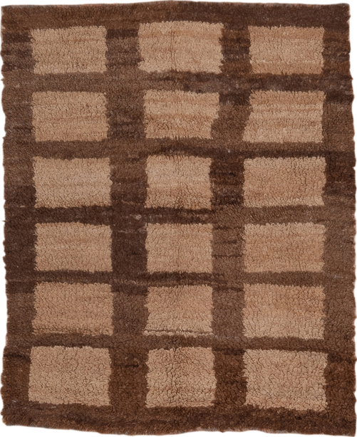 3' x 4' one-of-a-kind handmade vintage Tulu small size rug. Color palette: brown, off-white, pink, snow, white, whitesmoke