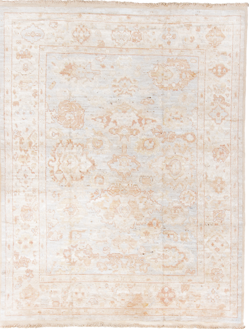 8' x 10' one-of-a-kind handmade vintage Tulu large size rug. Color palette: brown, floral white, gainsboro, gray