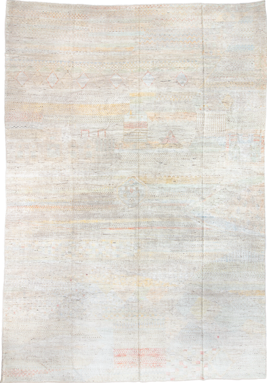 13' x 19' one-of-a-kind handmade vintage Tulu oversize rug. Color palette: black, brown, charcoal, dark gray, dim gray