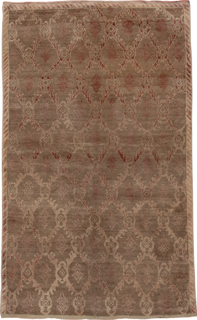 4' x 8' one-of-a-kind handmade vintage Tulu rug. Color palette: brown, gray, light gray, off-white, snow, white, whitesmoke