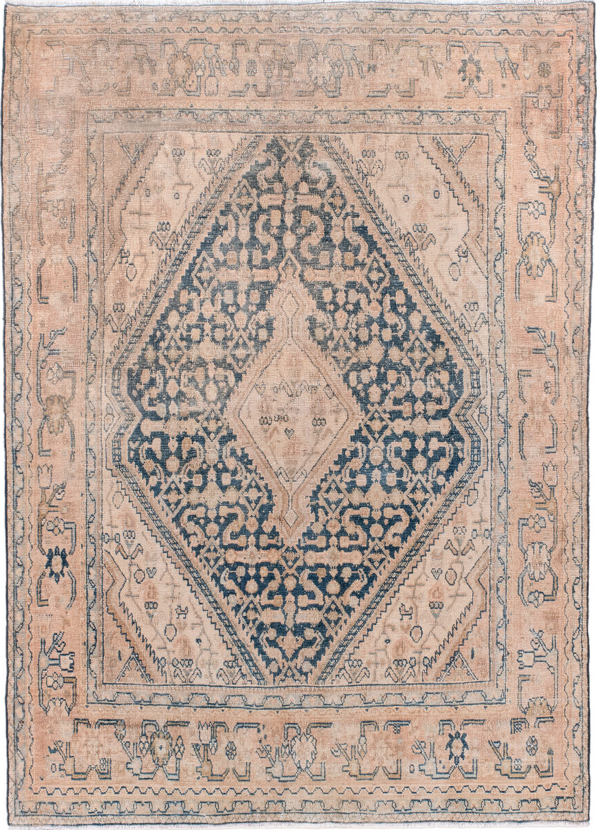 3' x 5' one-of-a-kind handmade vintage Tabriz small size rug. Color palette: black, blue, brown, dim gray, gainsboro, gray