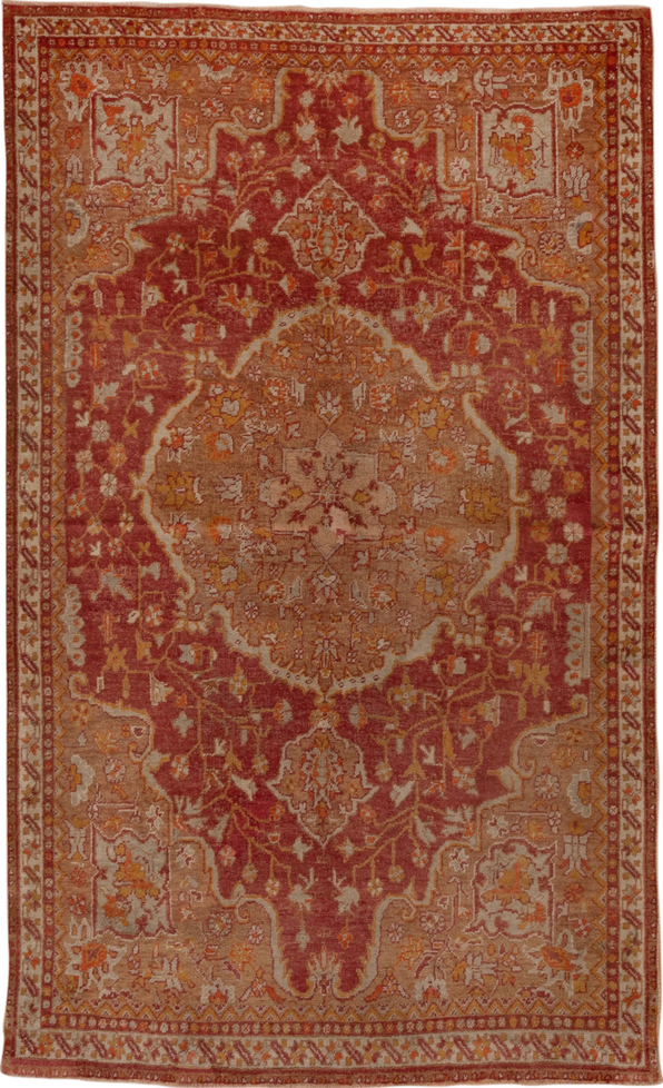 4' x 7' one-of-a-kind handmade vintage Sivas rug. Color palette: brown, gray, pink