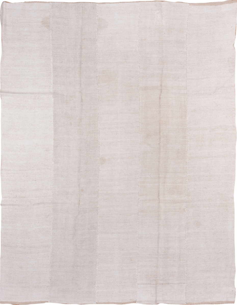 9' x 12' one-of-a-kind handmade vintage Hemp Kilim large size rug. Color palette: dark gray, gainsboro, ghost white, gray