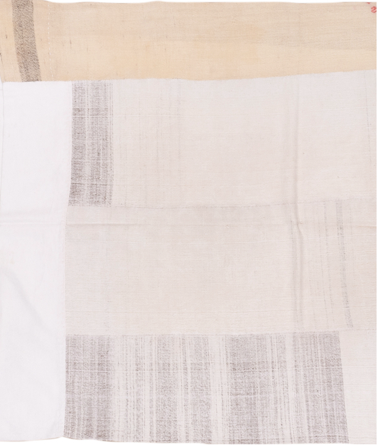 4' x 6' one-of-a-kind handmade vintage Flatweave small size rug. Color palette: brown, dark gray, gainsboro, gray