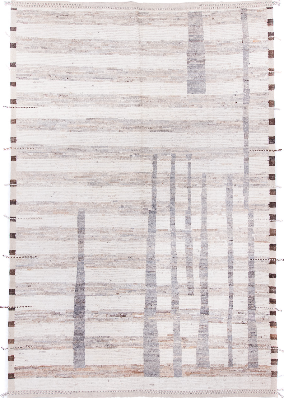 10' x 14' one-of-a-kind handmade vintage Tulu large size rug. Color palette: dark gray, gainsboro, gray, light gray