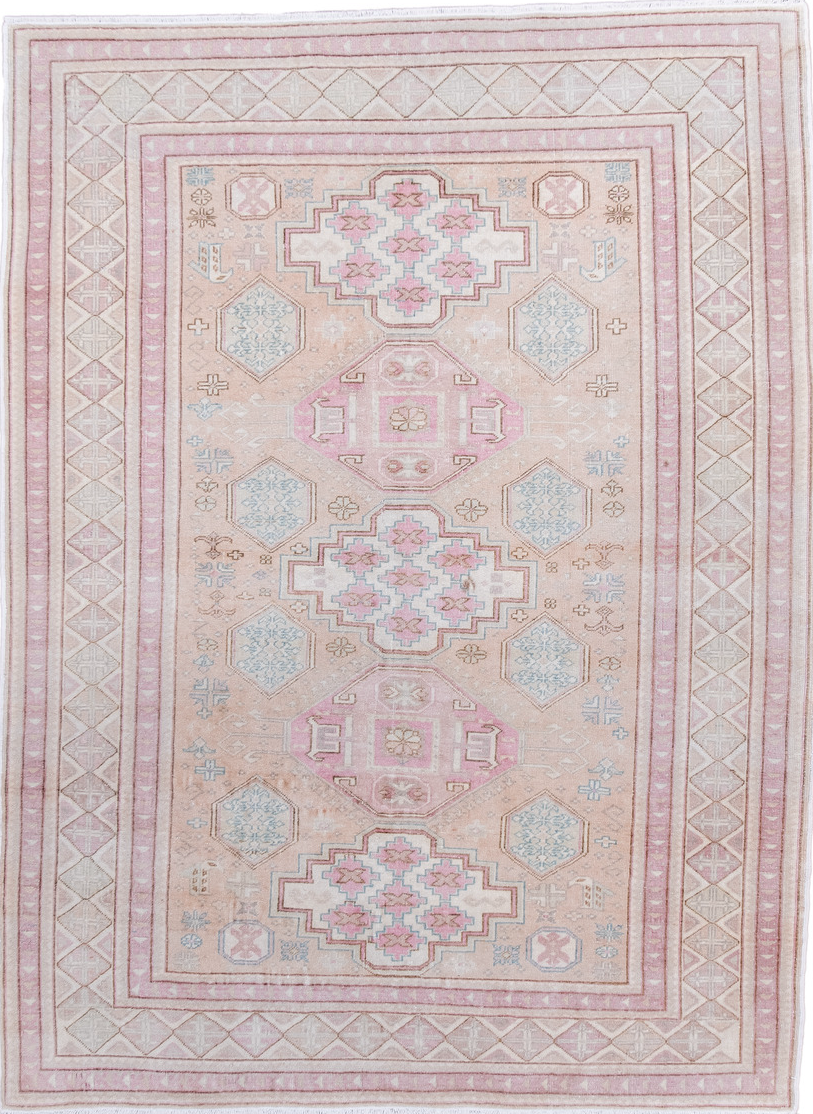 4' x 5' one-of-a-kind handmade vintage Sivas small size rug. Color palette: dark gray, gainsboro, gray, light gray