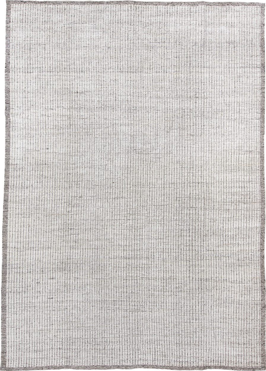 10' x 14' one-of-a-kind handmade vintage Tulu large size rug. Color palette: dark gray, dim gray, floral white, gainsboro