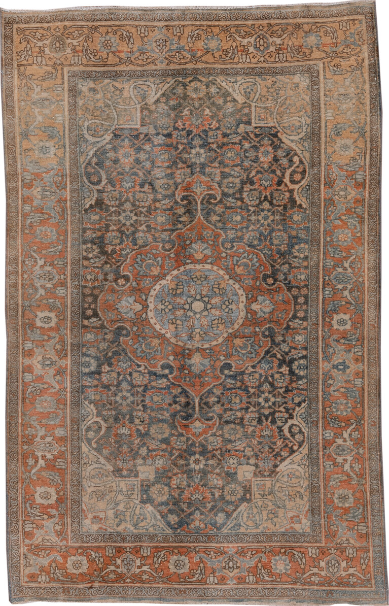 4' x 6' one-of-a-kind handmade vintage Bidjar small size rug. Color palette: black, brown, charcoal, dark gray, dim gray
