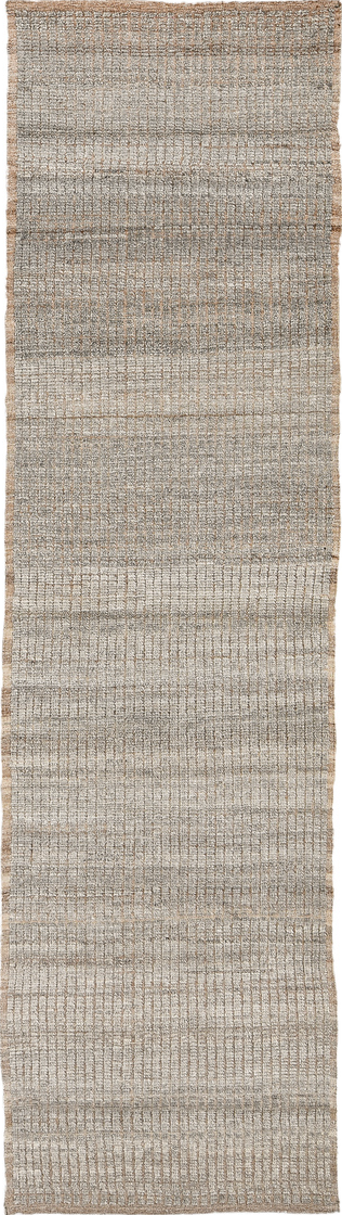 2' x 10' one-of-a-kind handmade vintage Tulu runner rug. Color palette: gray, light gray, off-white, silver