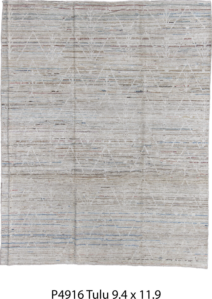 9' x 11' one-of-a-kind handmade vintage Tulu large size rug. Color palette: black, blue, dark gray, gainsboro, gray