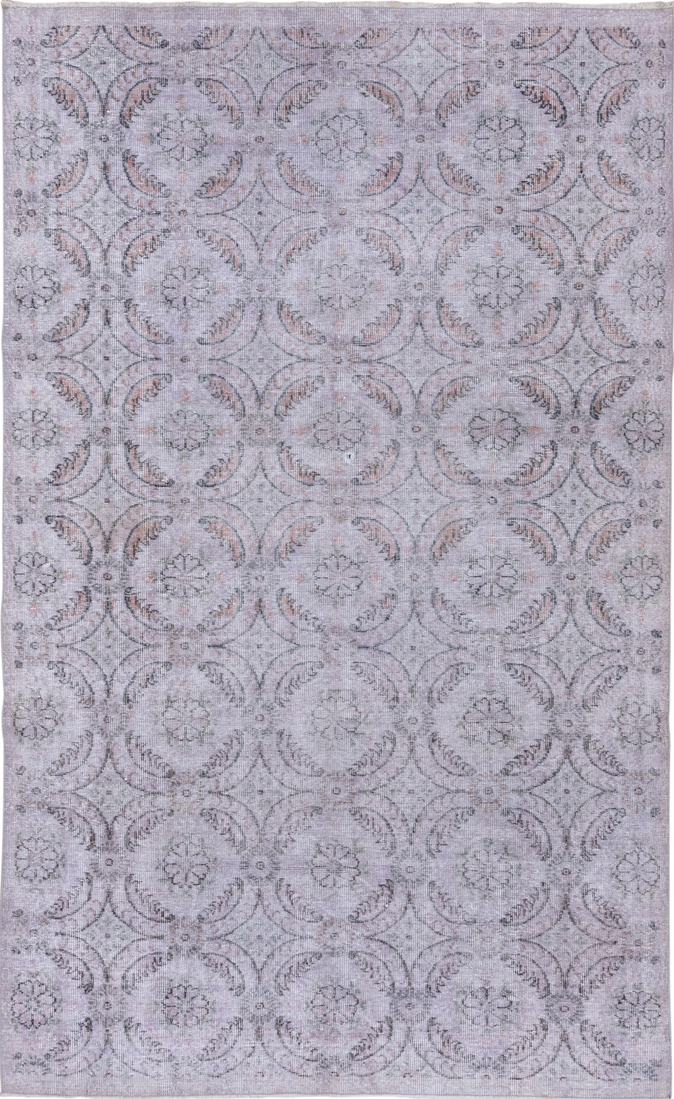 6' x 10' one-of-a-kind handmade vintage Sparta large size rug. Color palette: blue, gray, light blue, light gray, off-white