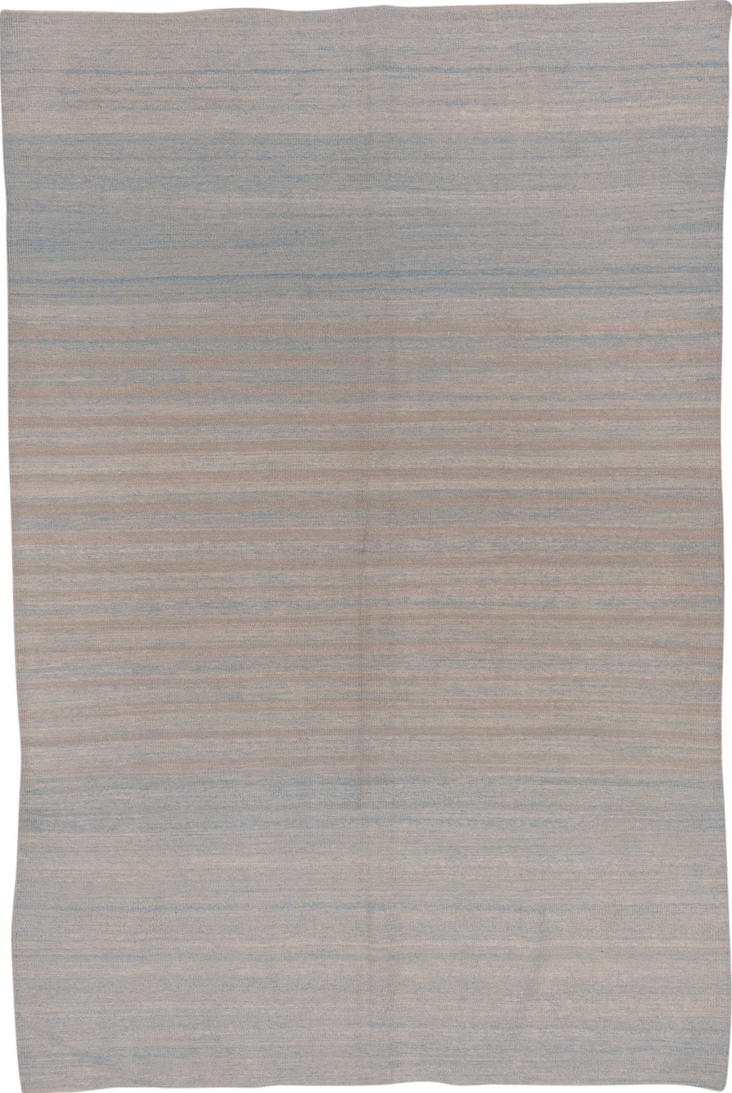 6' x 9' one-of-a-kind handmade vintage Kilim medium size rug. Color palette: dark gray, gray, light gray, off-white, pink