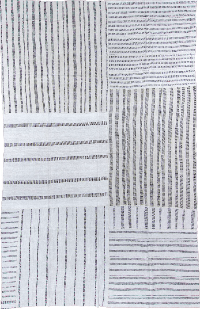 10' x 15' one-of-a-kind handmade vintage Kilim rug. Color palette: alice blue, black, blue, charcoal, dim gray, gainsboro