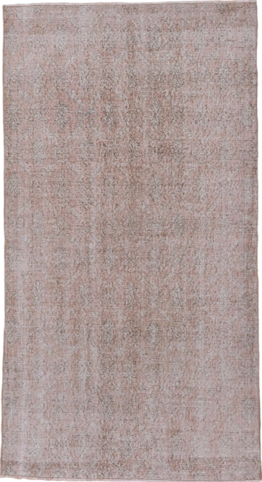 3' x 7' one-of-a-kind handmade vintage Oushak rug. Color palette: gainsboro, gray, light gray, off-white, pink, silver