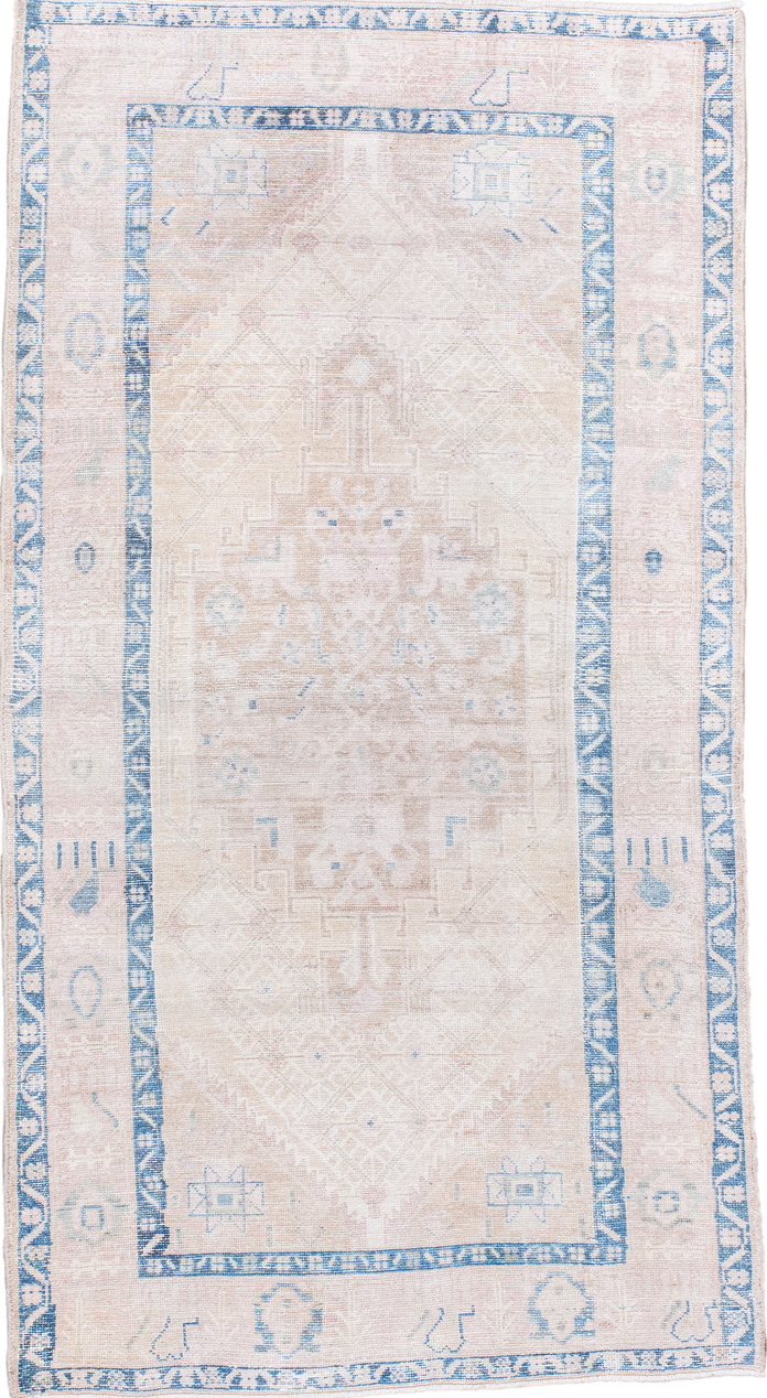 3' x 6' one-of-a-kind handmade vintage Hamadan small size rug. Color palette: alice blue, blue, fiord, gainsboro