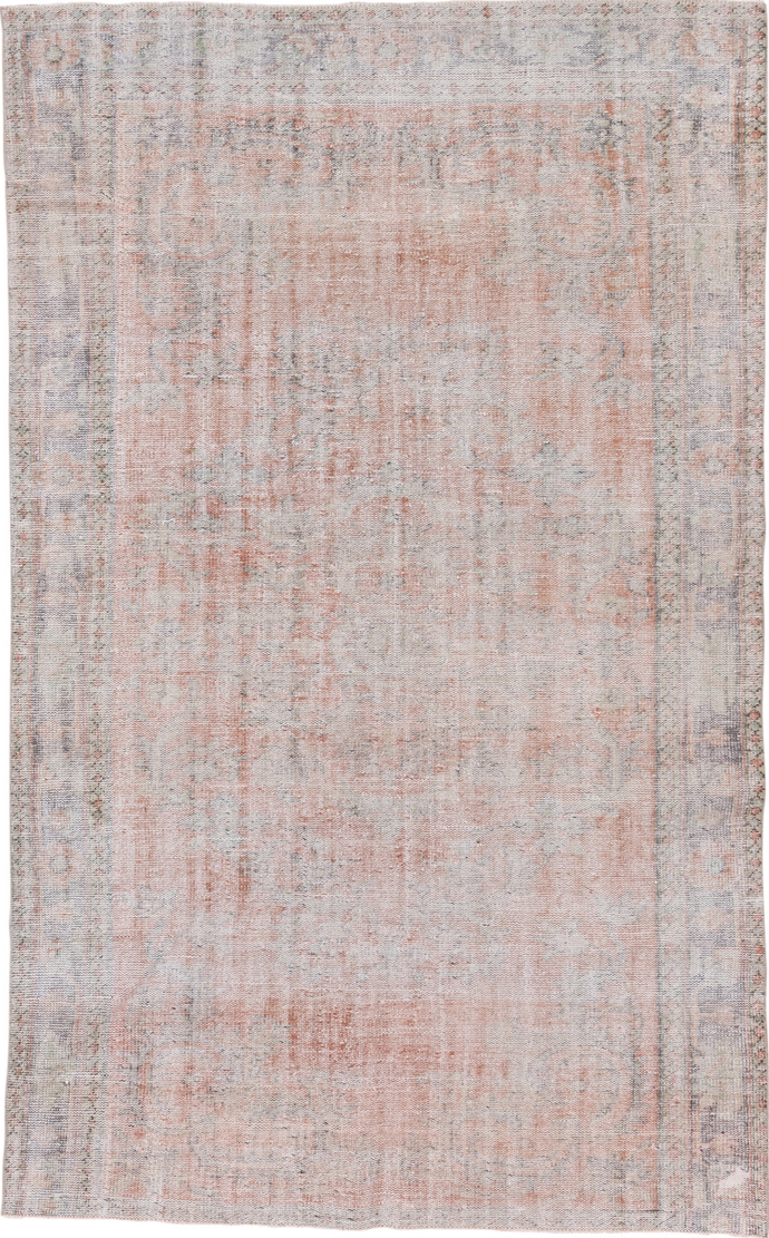6' x 9' one-of-a-kind handmade vintage Oushak medium size rug. Color palette: dark gray, gainsboro, gray, light gray
