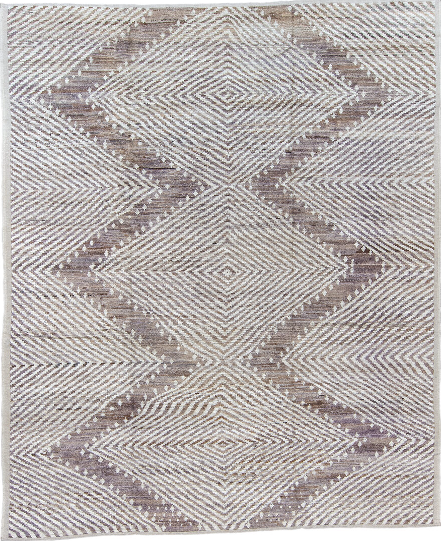 8' x 9' one-of-a-kind handmade vintage Tulu rug. Color palette: black, blue, brown, dark gray, gainsboro, gray, light blue