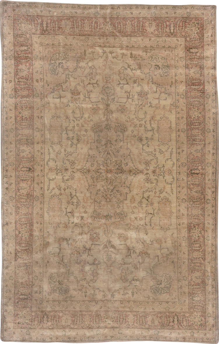 5' x 8' one-of-a-kind handmade vintage Sivas medium size rug. Color palette: brown, gray, light gray, off-white, orange