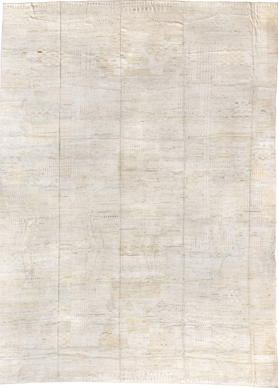 14' x 19' one-of-a-kind handmade vintage Tulu oversize rug. Color palette: antiquewhite, brown, gainsboro, gray, light gray