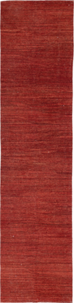 3' x 12' one-of-a-kind handmade vintage Kilim runner rug. Color palette: brown, red, pink