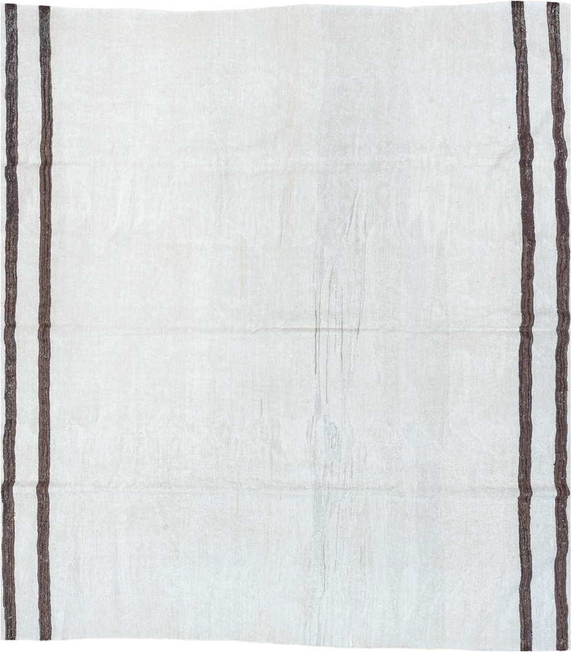 9' x 11' one-of-a-kind handmade vintage Kilim large size rug. Color palette: alice blue, azure, dim gray, gainsboro