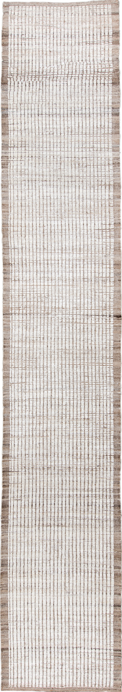 3' x 17' one-of-a-kind handmade vintage Tulu runner rug. Color palette: gainsboro, gray, light gray, linen, off-white, pink
