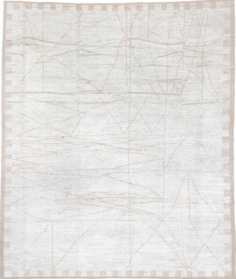 13' x 16' one-of-a-kind handmade vintage Tulu oversize rug. Color palette: blue, dark gray, gainsboro, gray, light gray