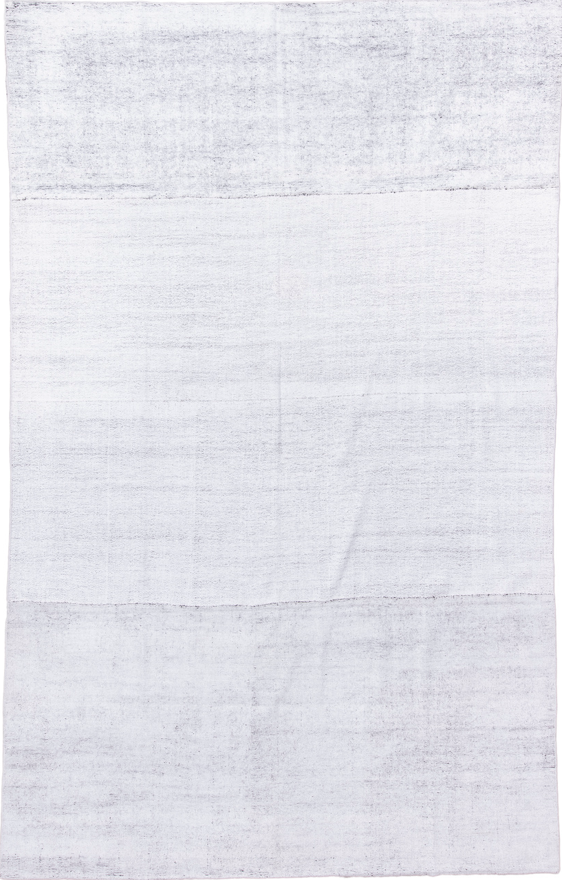 7' x 12' one-of-a-kind handmade vintage Flatweave large size rug. Color palette: alice blue, azure, gainsboro, ghost white