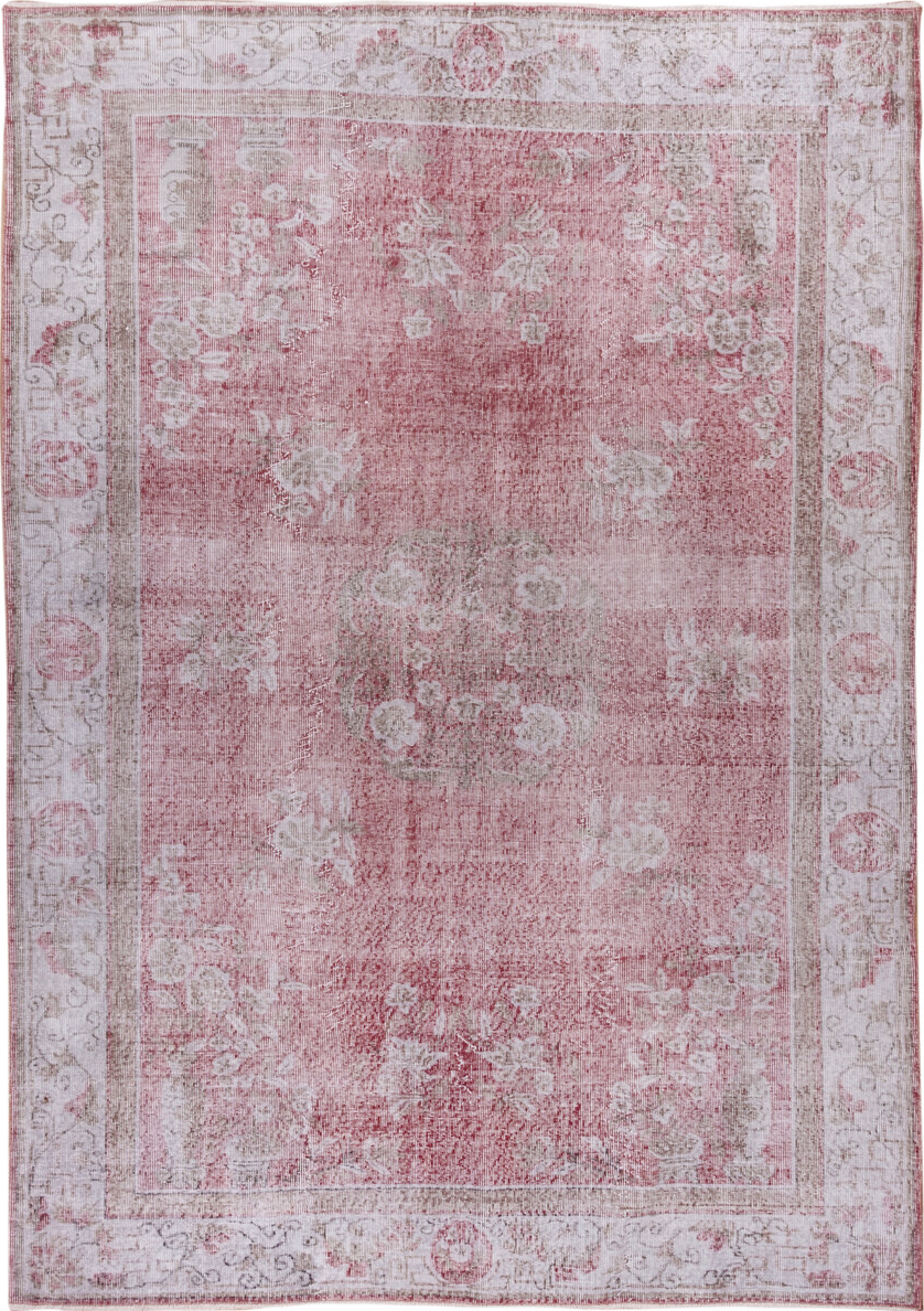 6' x 9' one-of-a-kind handmade vintage Sparta medium size rug. Color palette: brown, gainsboro, gray, light blue, light gray