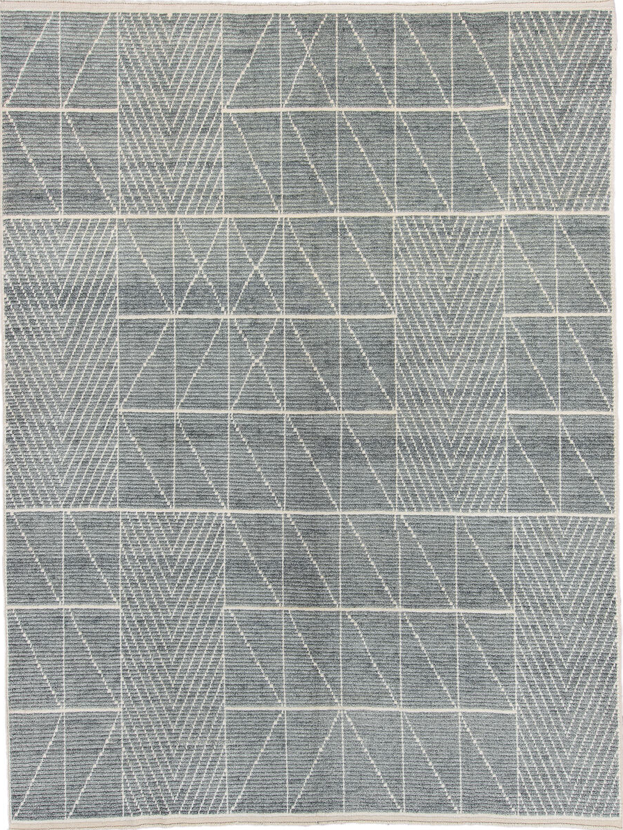 9' x 12' one-of-a-kind handmade vintage Tulu large size rug. Color palette: black, charcoal, dark gray, gainsboro, gray