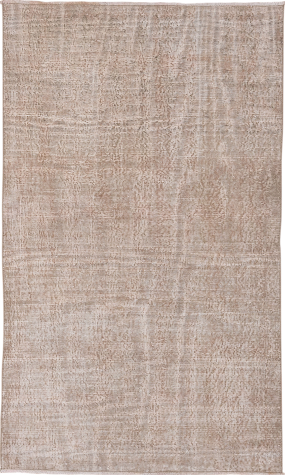 3' x 6' one-of-a-kind handmade vintage Oushak small size rug. Color palette: gray, light gray, off-white, pink, snow, white