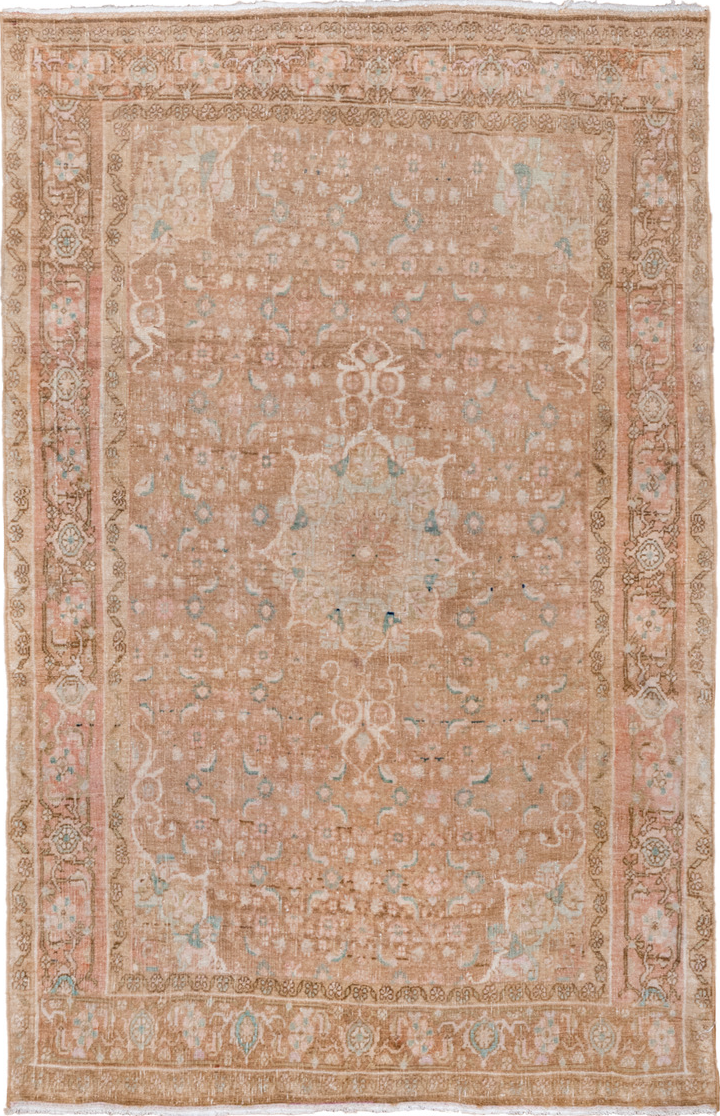 3' x 5' one-of-a-kind handmade vintage Bidjar small size rug. Color palette: black, brown, gray, light gray, off-white