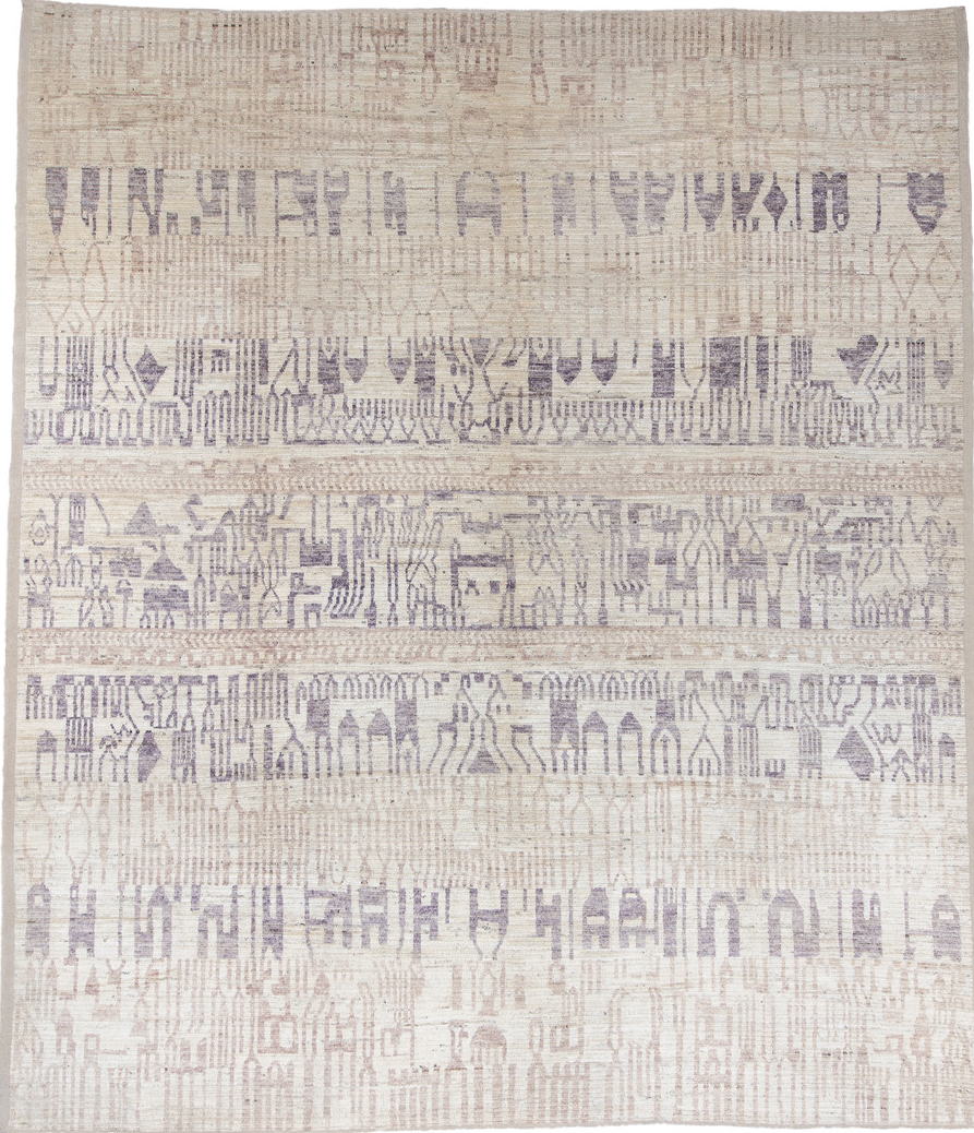 12' x 14' one-of-a-kind handmade vintage Tulu oversize rug. Color palette: black, charcoal, dark gray, gainsboro, gray