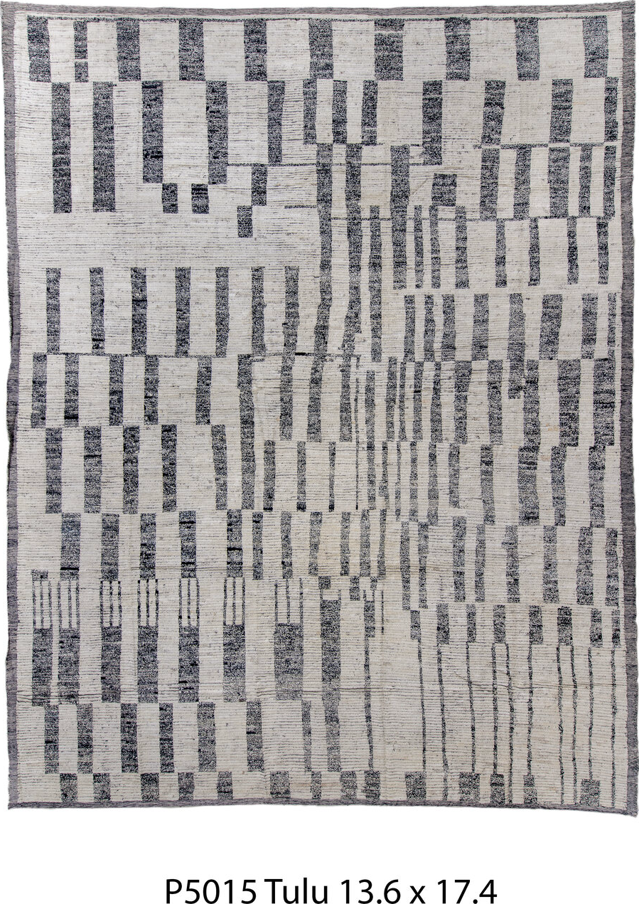 13' x 17' one-of-a-kind handmade vintage Tulu oversize rug. Color palette: blue, brown, gray, off-white, pink, red, redwood