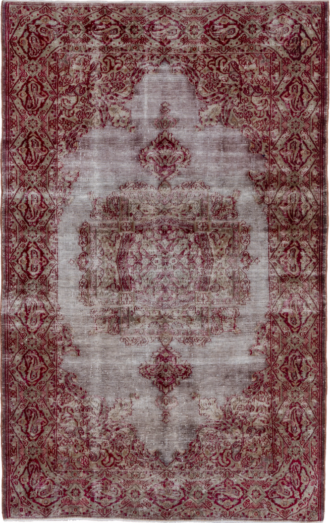 3' x 5' one-of-a-kind handmade vintage Sivas small size rug. Color palette: brown, gray, light gray, pink, red, redwood