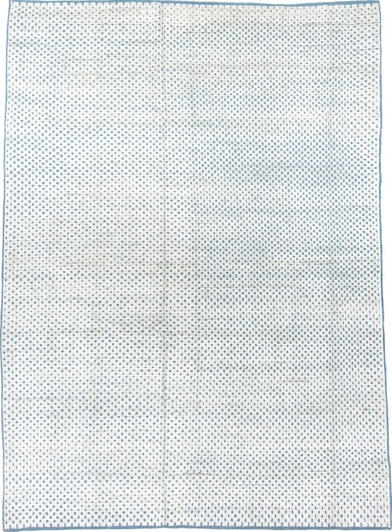 7' x 10' one-of-a-kind handmade vintage Tulu large size rug. Color palette: black, blue, dark gray, gainsboro, gray