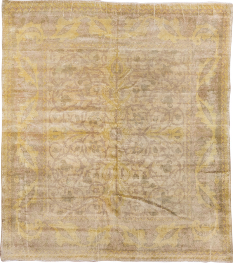 6' x 7' one-of-a-kind handmade vintage Sivas rug. Color palette: brown, burlywood, gainsboro, gray, light gray, off-white