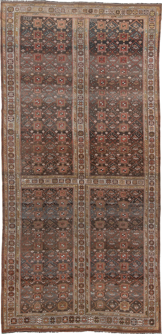 6' x 12' one-of-a-kind handmade vintage NW Persian large size rug. Color palette: gray, light gray, off-white, brown, pink