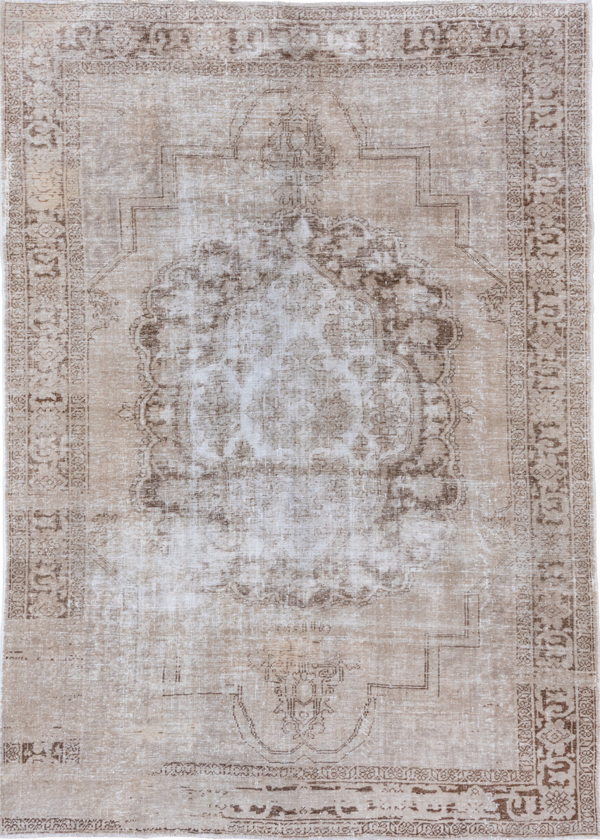 8' x 11' one-of-a-kind handmade vintage Oushak large size rug. Color palette: brown, dark gray, dim gray, gainsboro, gray