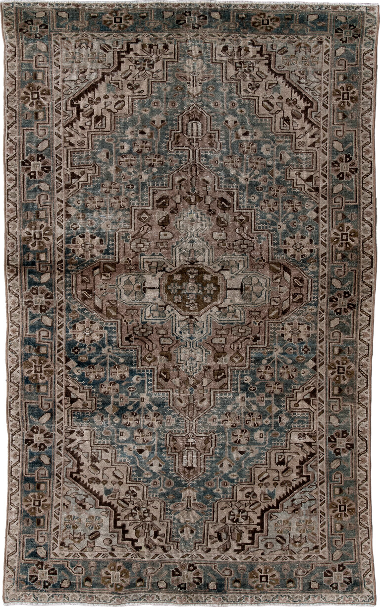 4' x 7' one-of-a-kind handmade vintage Hamadan rug. Color palette: black, brown, charcoal, dark gray, dim gray, gainsboro