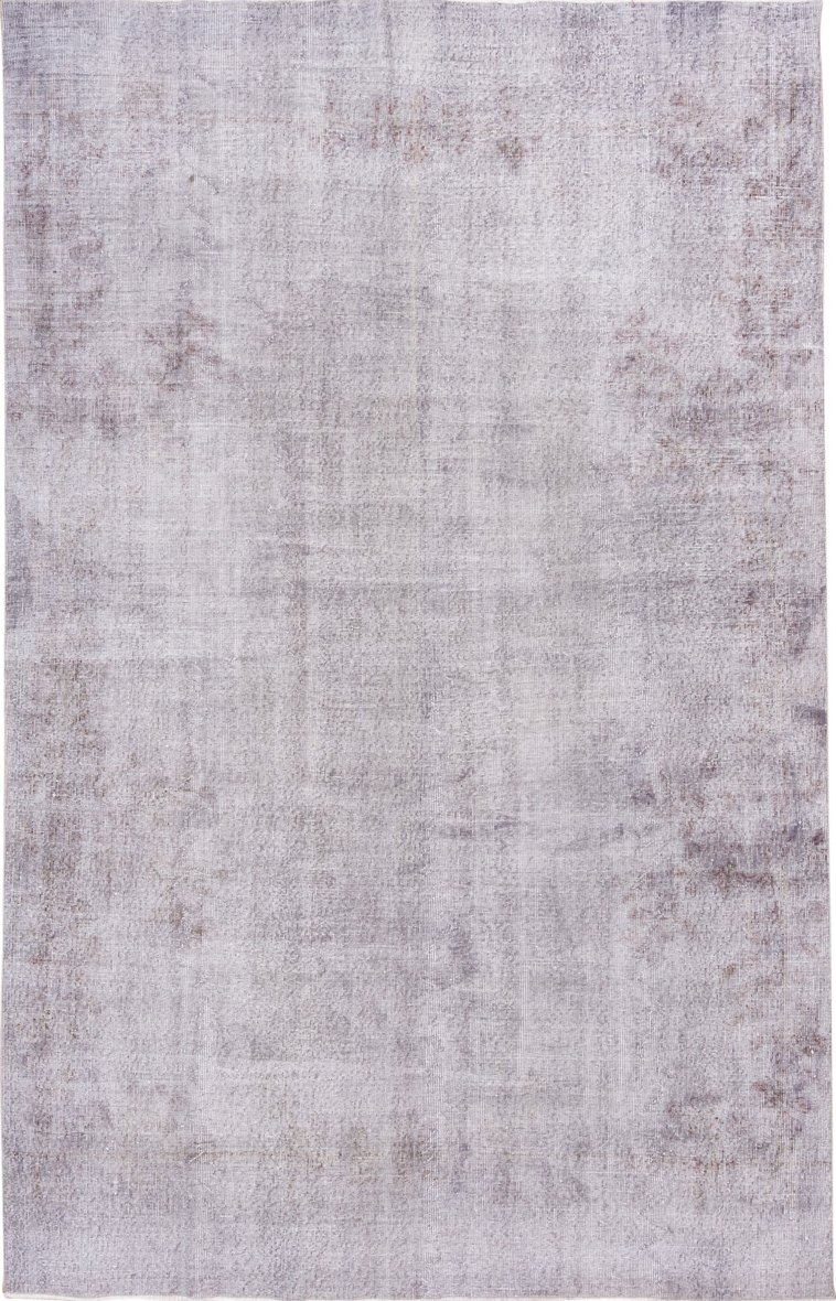 6' x 10' one-of-a-kind handmade vintage Overdyed large size rug. Color palette: dark gray, gainsboro, gray, light blue