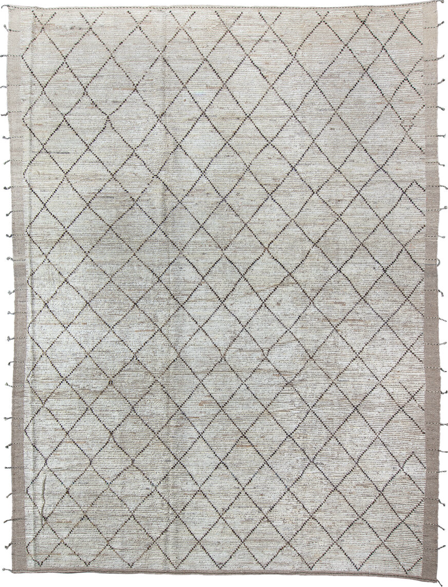 10' x 14' one-of-a-kind handmade vintage Tulu large size rug. Color palette: dark gray, dim gray, gainsboro, gray