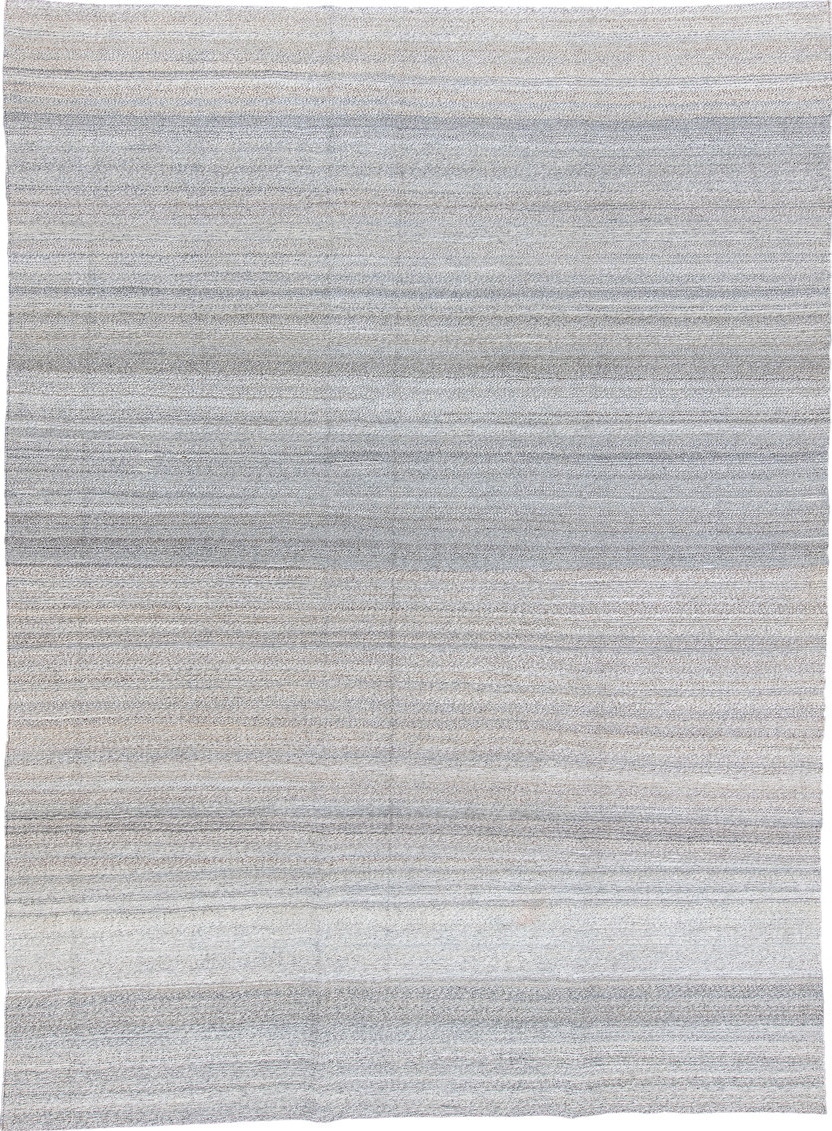 8' x 10' one-of-a-kind handmade vintage Kilim large size rug. Color palette: alice blue, black, dark gray, dim gray