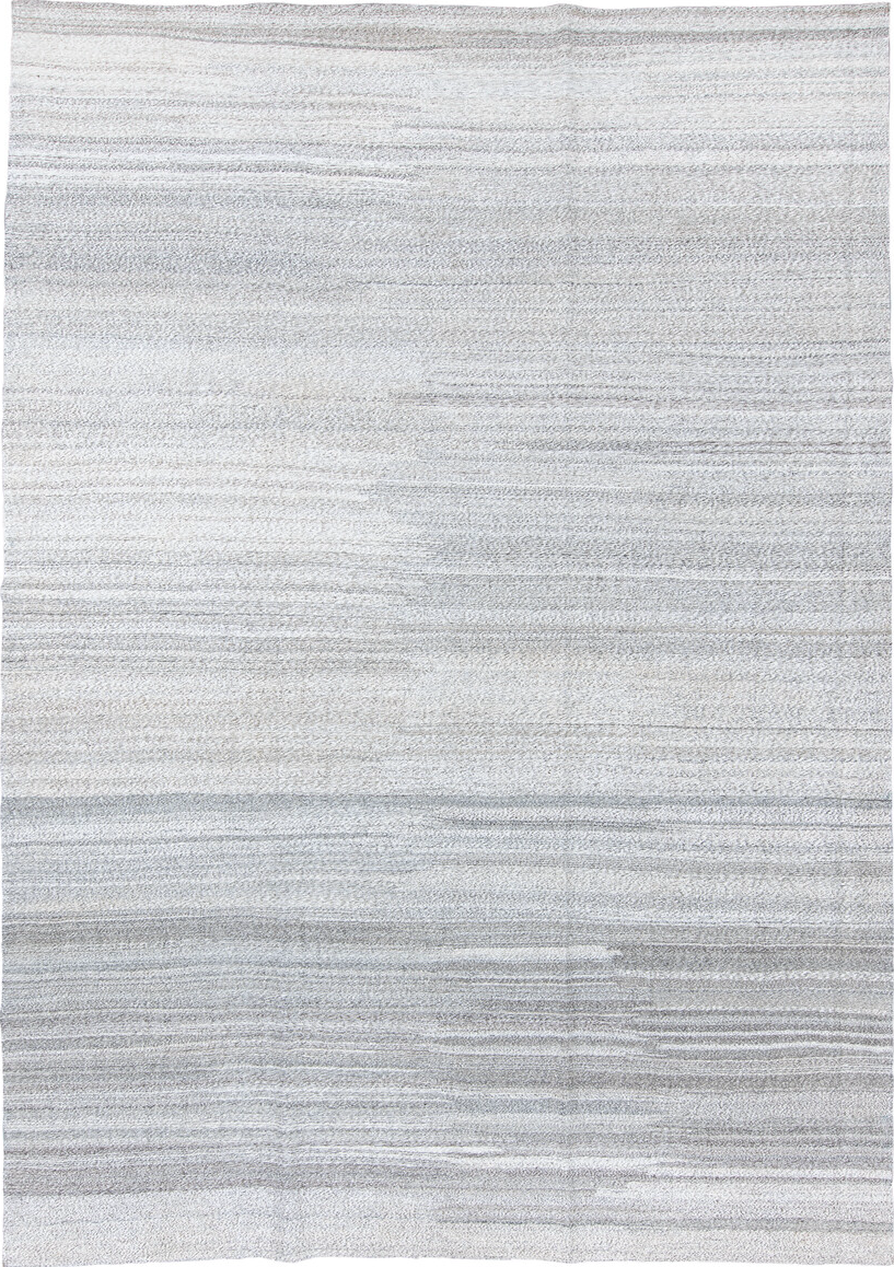 10' x 14' one-of-a-kind handmade vintage Kilim large size rug. Color palette: black, charcoal, dark gray, dim gray