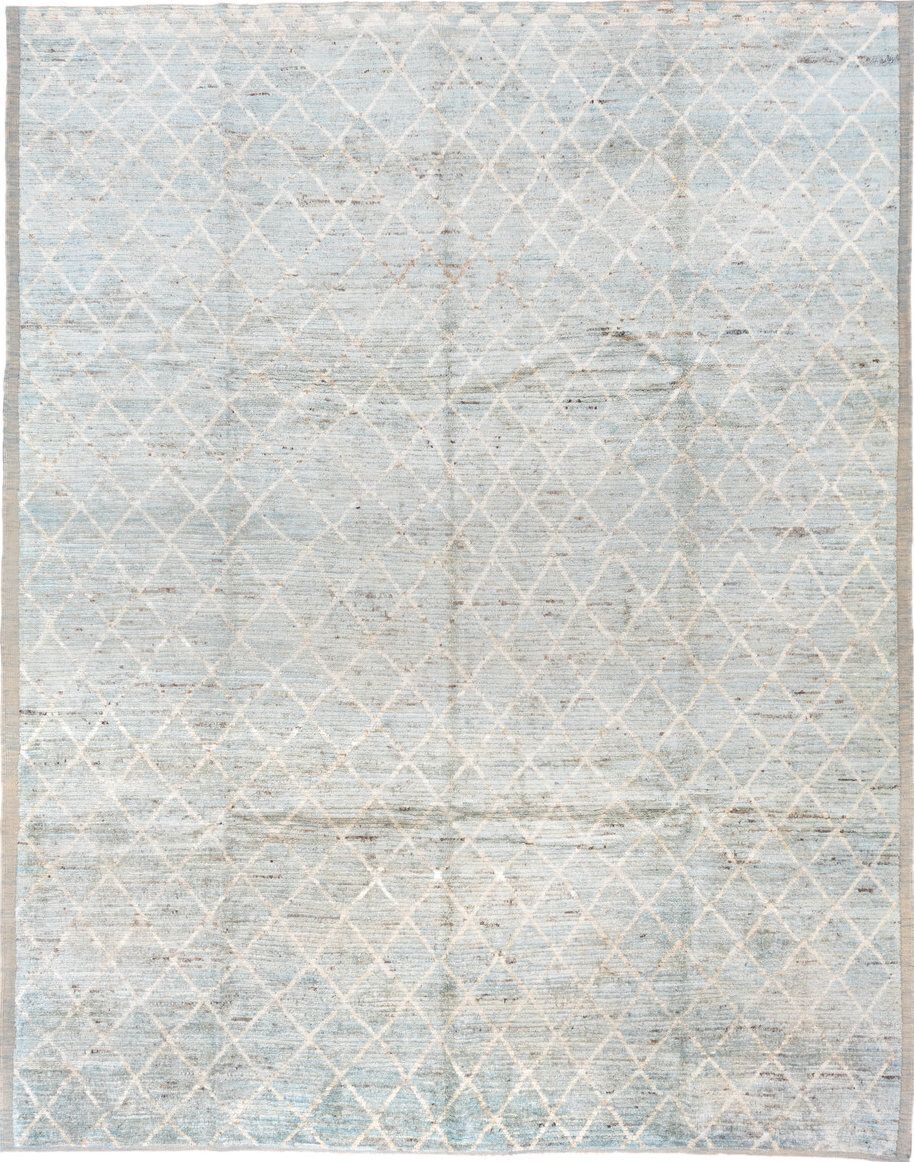 8' x 11' one-of-a-kind handmade vintage Tulu large size rug. Color palette: dark gray, gainsboro, gray, light gray, linen