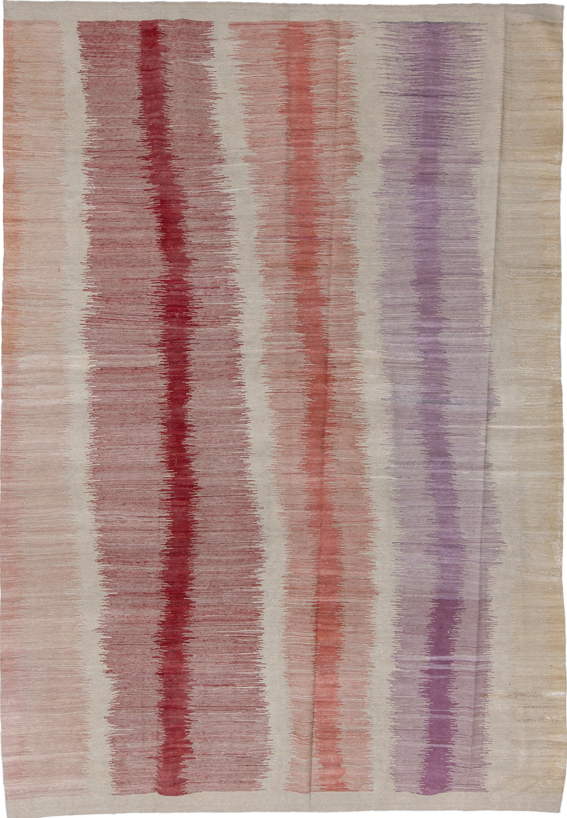 8' x 12' one-of-a-kind handmade vintage Kilim large size rug. Color palette: black, brown, charcoal, gray, light blue