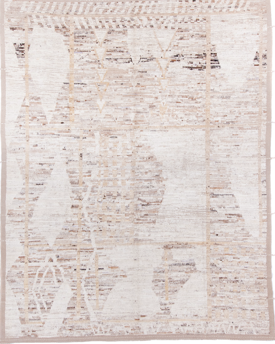 9' x 12' one-of-a-kind handmade vintage Tulu large size rug. Color palette: dark gray, dim gray, gainsboro, gray, light gray